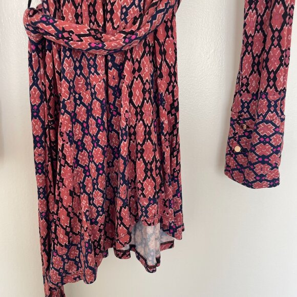 FREE PEOPLE Rhetta wrap mini dress in rusty rose/navy combo - Picture 6 of 8
